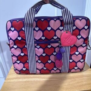 Heart Pattern Laptop Bag with Pink and Purple Accents